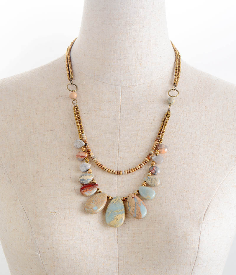 Teardrop Natural Stones Necklace
