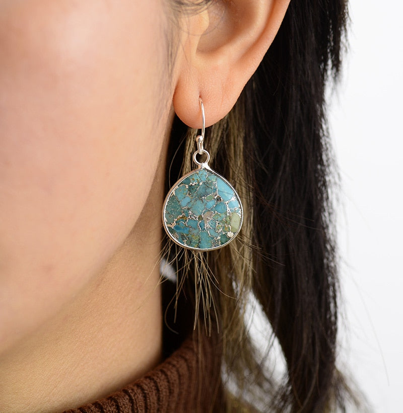 Teardrop Turquoise Art Deco Earrings