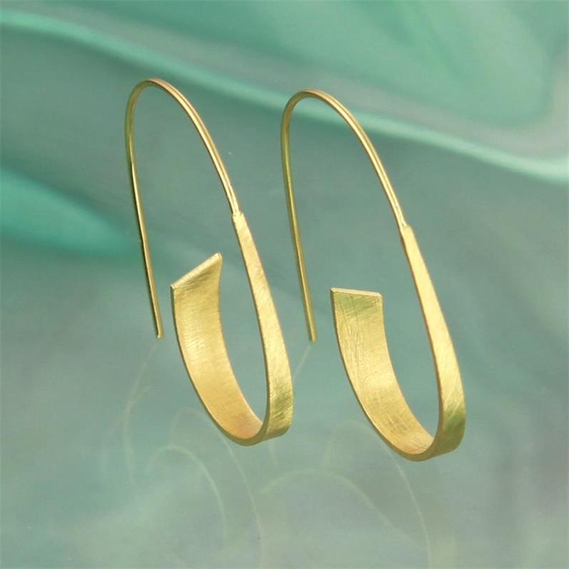 Fashion Women Silver Color Long Thin Hoop Earrings