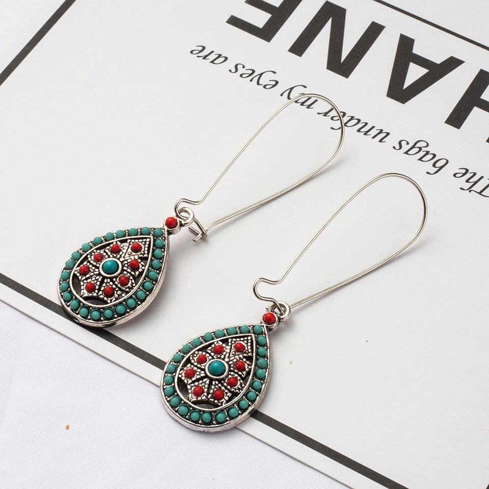 Vintage Boho India Ethnic Drop Bead Earrings