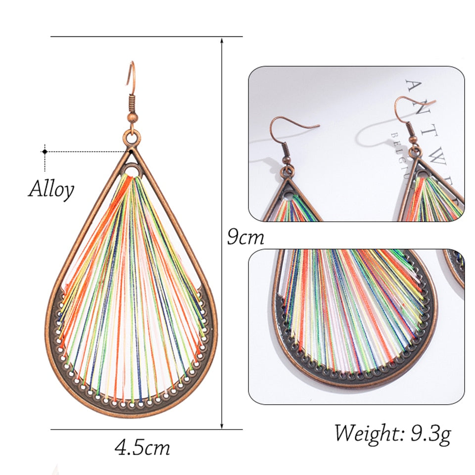 Gorgeous Boho Ethnic Thread Drop Earrings