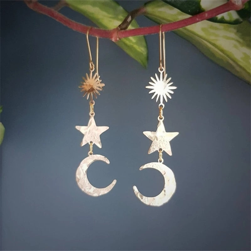 Sun & Moon Face Earrings - The Jewelry Room.com