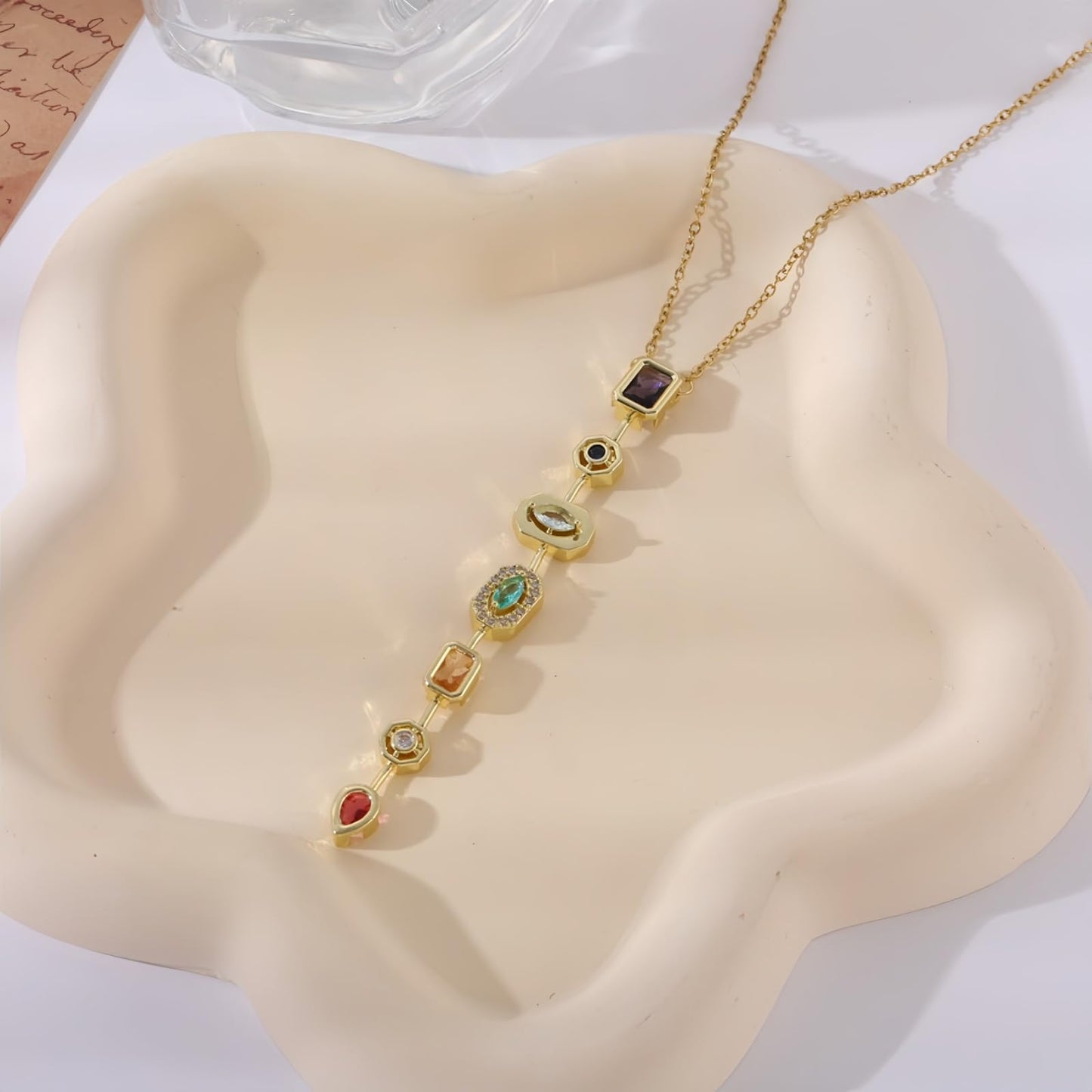 KHKINDPRO Seven Chakra Stone Pendant Necklace for Women，Healing Natural Stone Crystals 7 Chakra Necklaces Inspirational Gifts for Women Gemstone Jewelry Gifts for Mother (7se 01)
