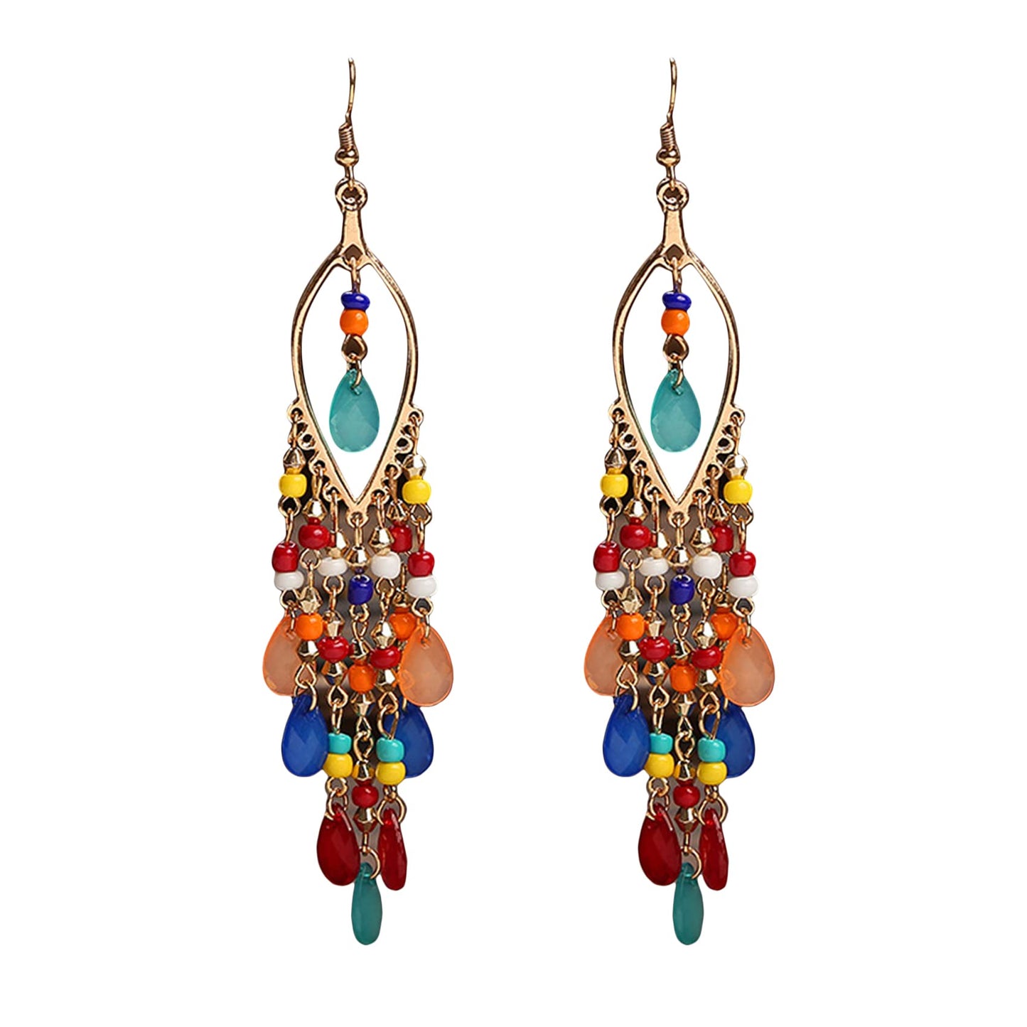 Dangle Beaded Earring Long Beaded Dangle Earring mixed color
