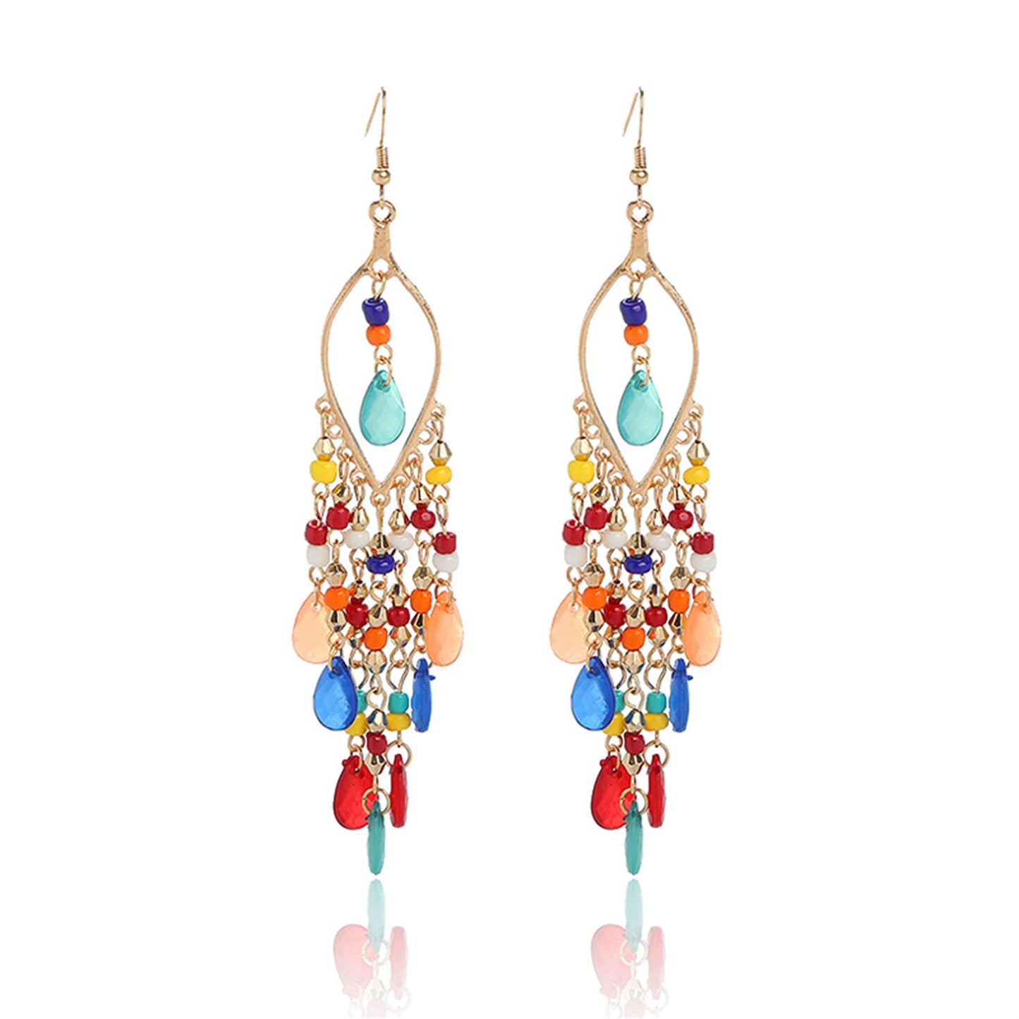 Dangle Beaded Earring Long Beaded Dangle Earring mixed color