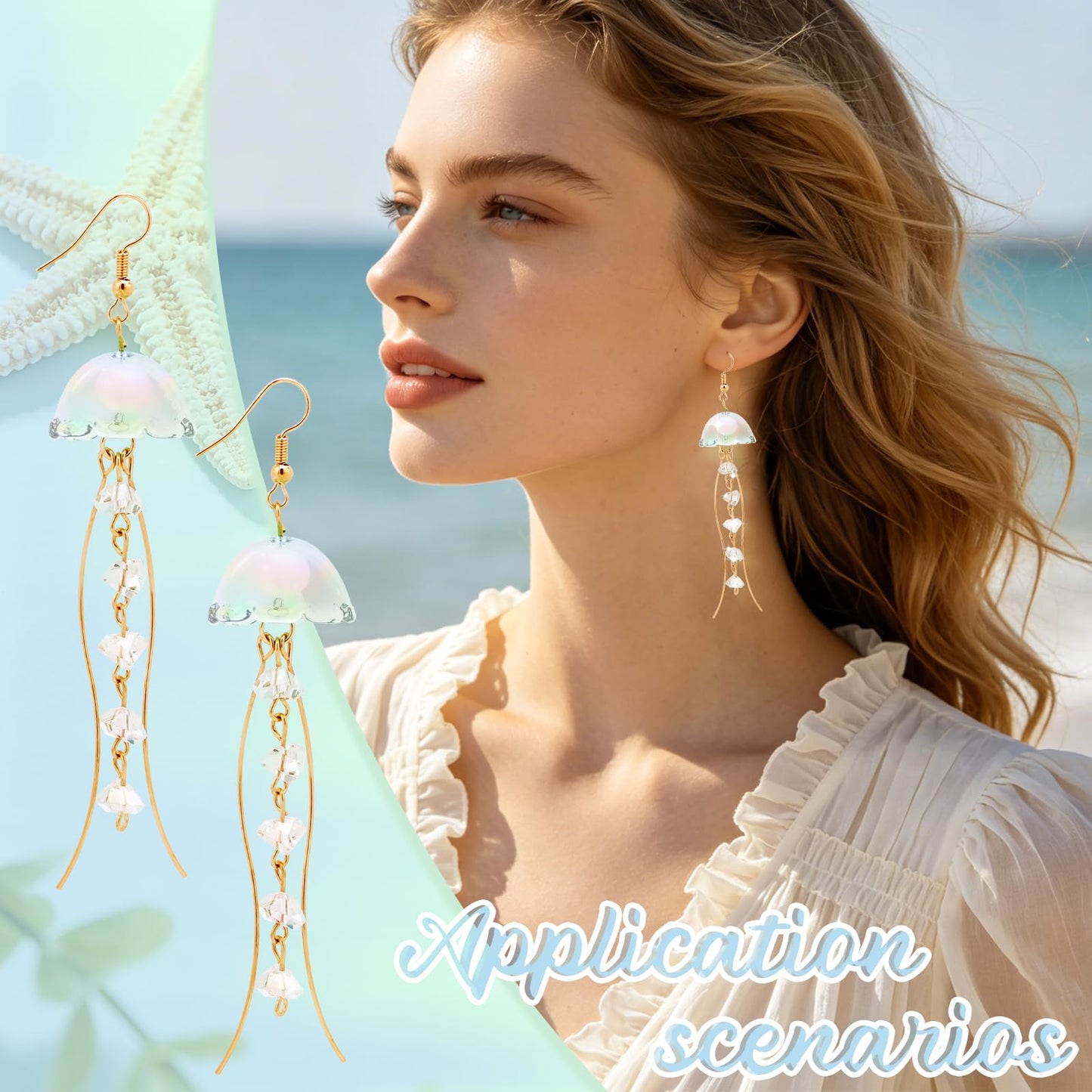 Jellyfish Dangle Drop Earrings for Women,Charm Beach Earrings,Hawaiian Vacation Music Festival Club Accessories, Birthday Anniversary Holiday Gifts for Women Sisters Friends Her