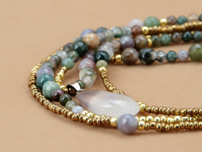 Natural India Onyx with Seed Beads