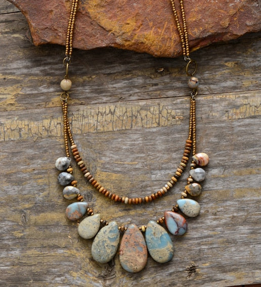 Teardrop Natural Stones Necklace