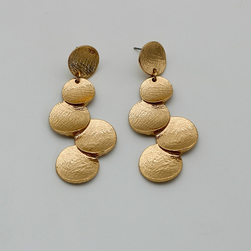 Metal Dangle Round Earrings