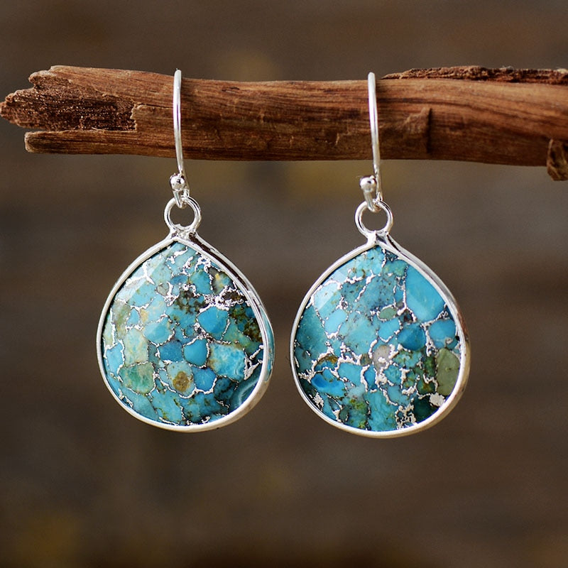 Teardrop Turquoise Art Deco Earrings