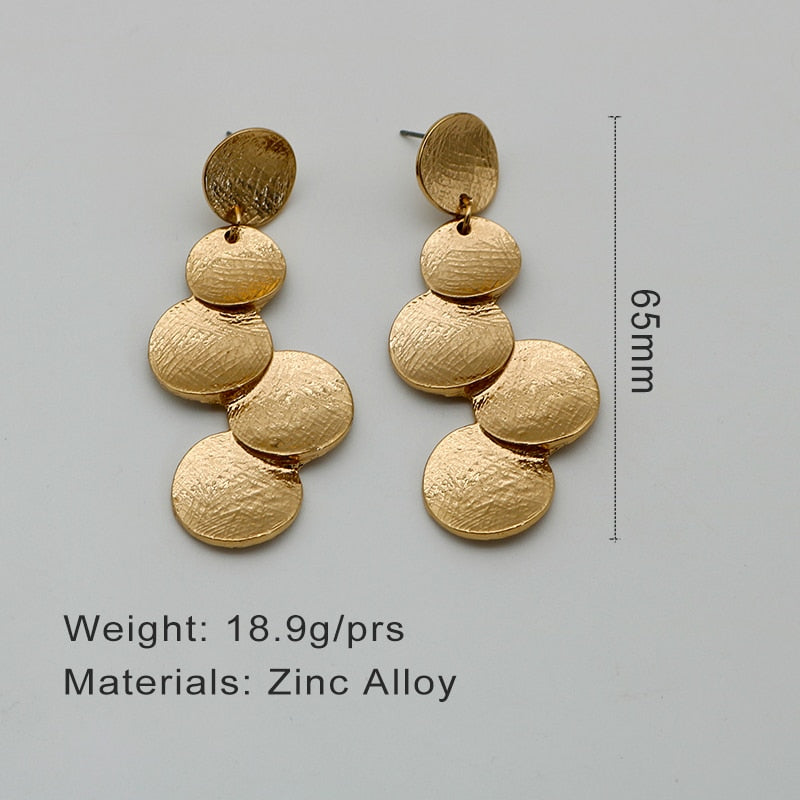 Metal Dangle Round Earrings
