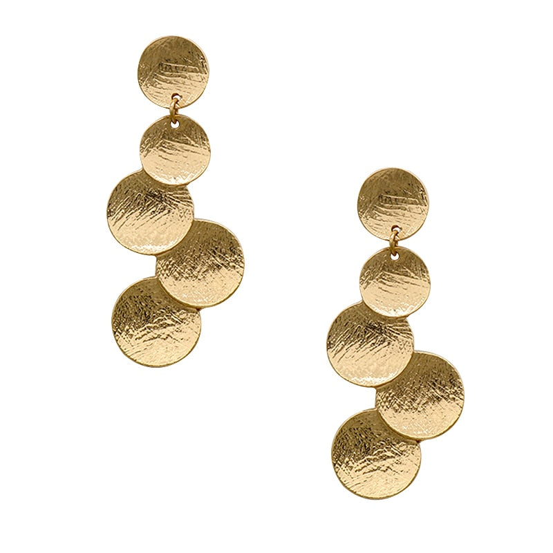 Metal Dangle Round Earrings