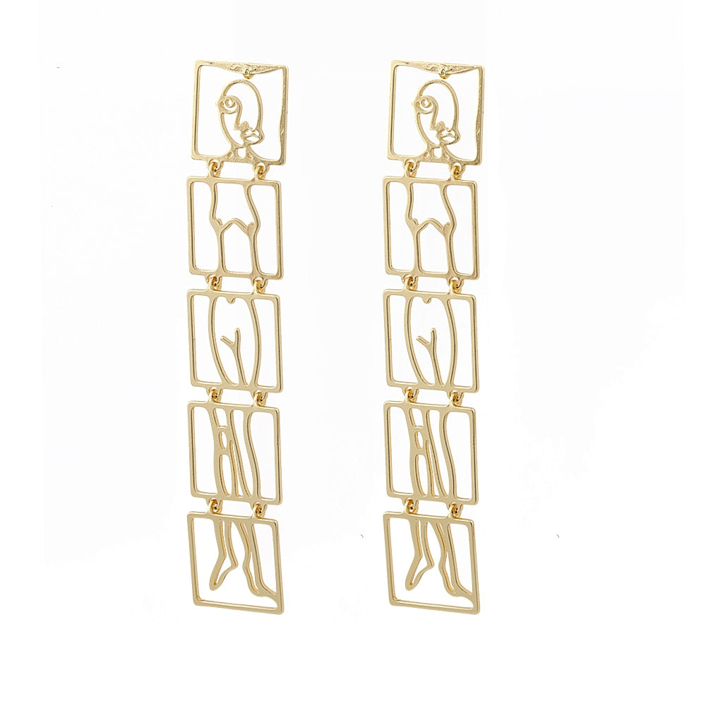 Female Body Form Wire Earrings