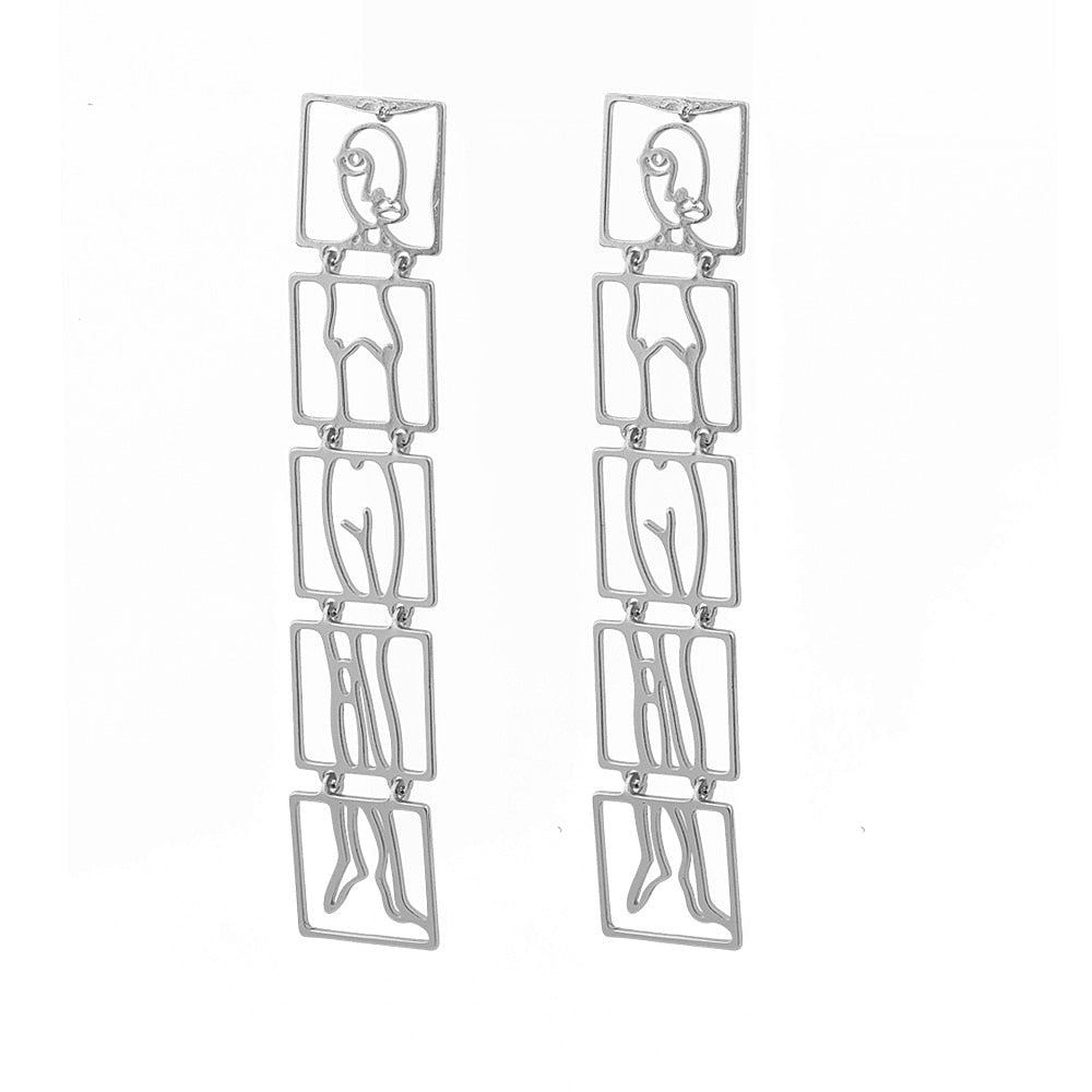 Female Body Form Wire Earrings