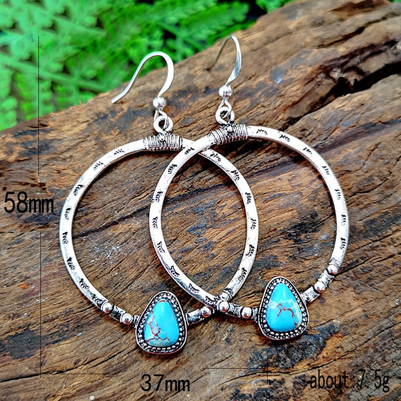 Ethnic  Blue Green Stone Earrings