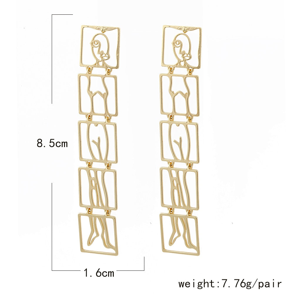 Female Body Form Wire Earrings