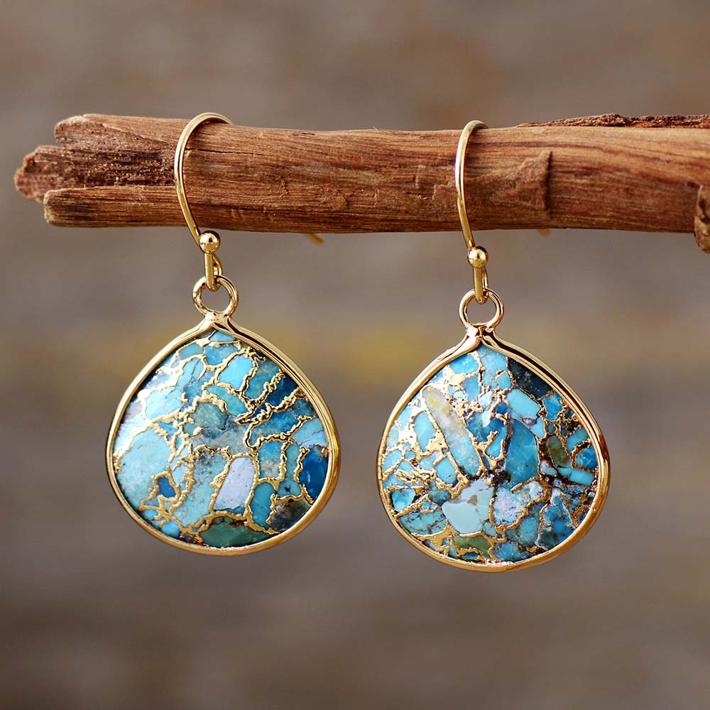 Teardrop Turquoise Art Deco Earrings