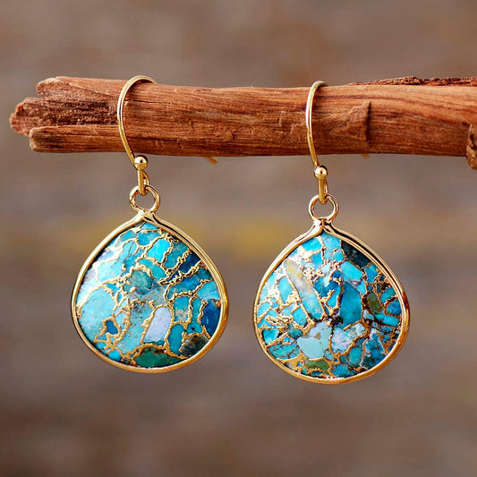 Teardrop Turquoise Art Deco Earrings