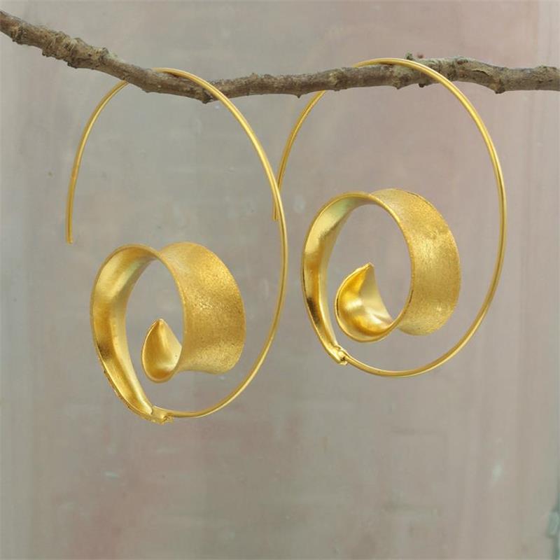 Curly Q Hoop Earrings with Satin Finish