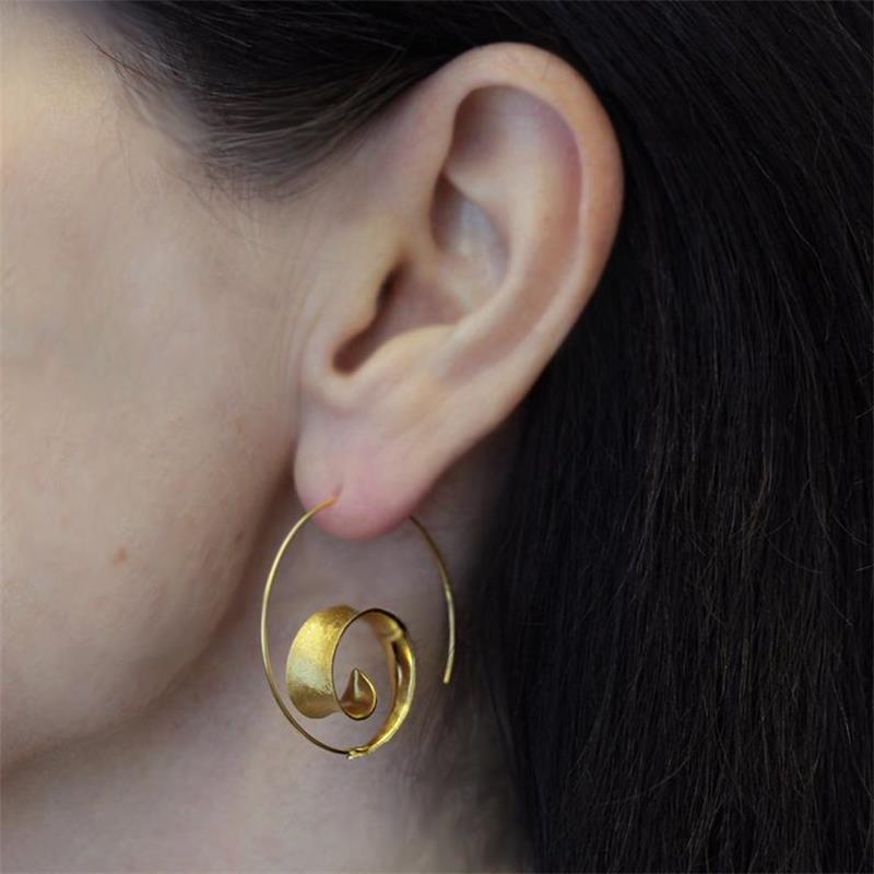 Curly Q Hoop Earrings with Satin Finish