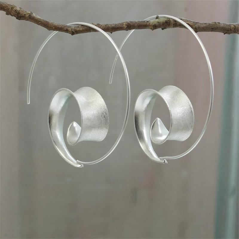 Curly Q Hoop Earrings with Satin Finish