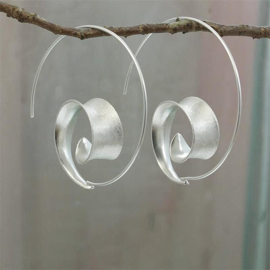 Curly Q Hoop Earrings with Satin Finish