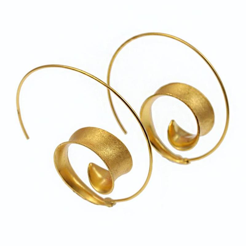 Curly Q Hoop Earrings with Satin Finish