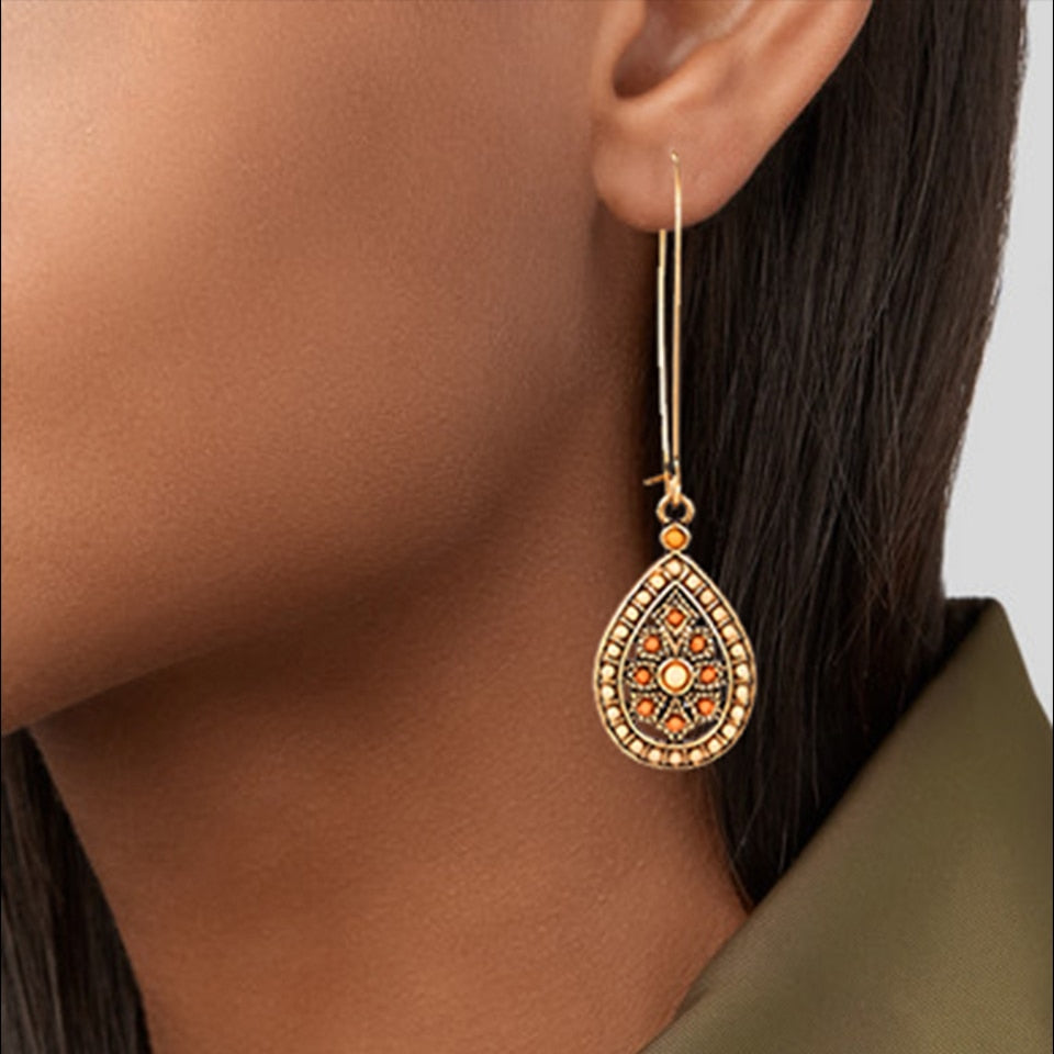 Vintage Boho India Ethnic  Drop Bead Earrings