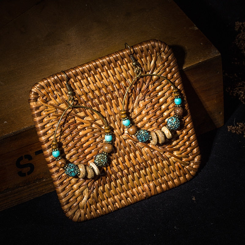 Resin Wooden Beads Drop Earrings