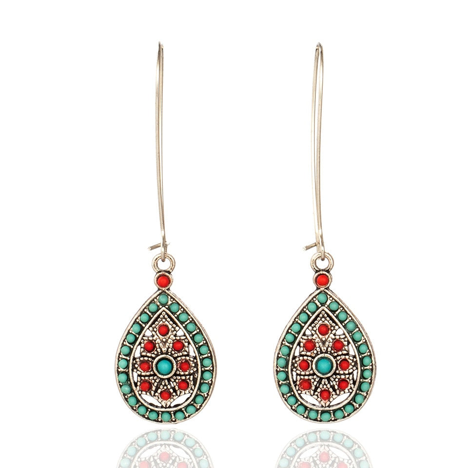 Vintage Boho India Ethnic  Drop Bead Earrings