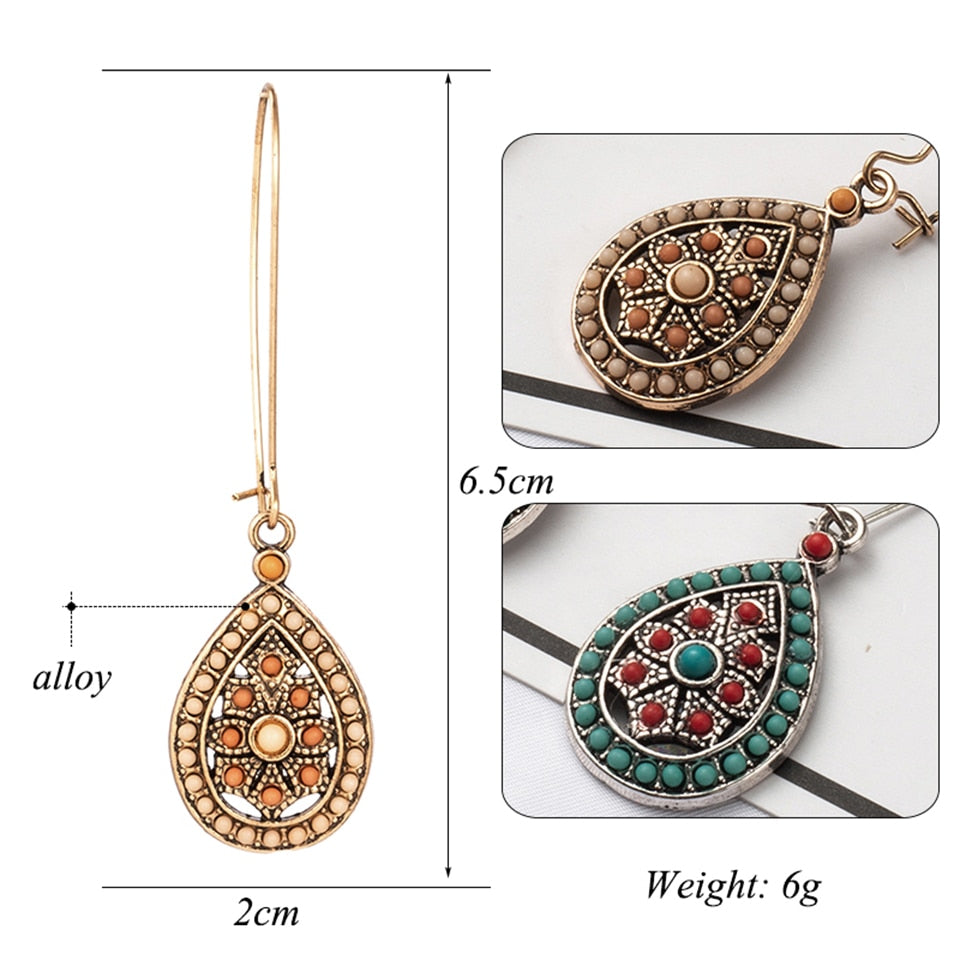Vintage Boho India Ethnic  Drop Bead Earrings