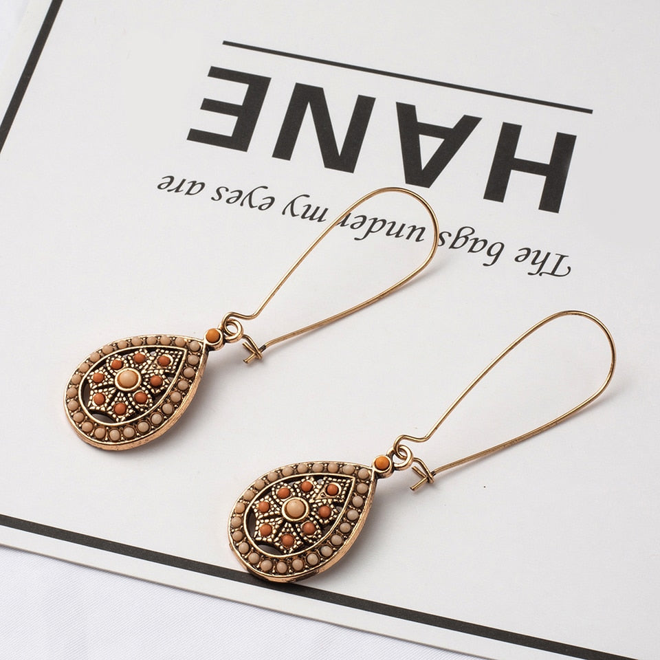 Vintage Boho India Ethnic  Drop Bead Earrings