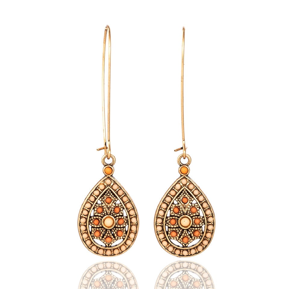 Vintage Boho India Ethnic  Drop Bead Earrings