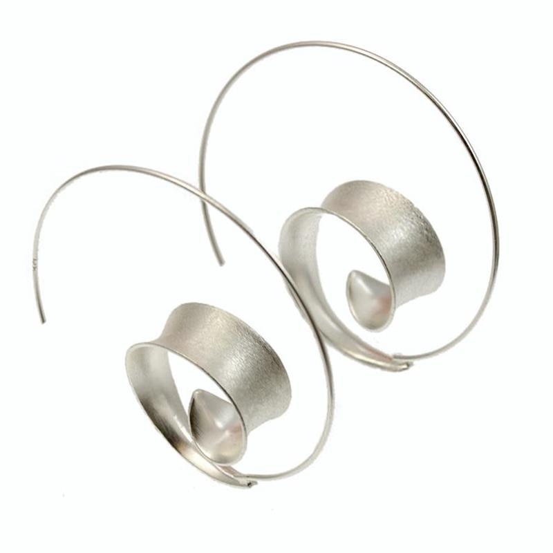 Curly Q Hoop Earrings with Satin Finish