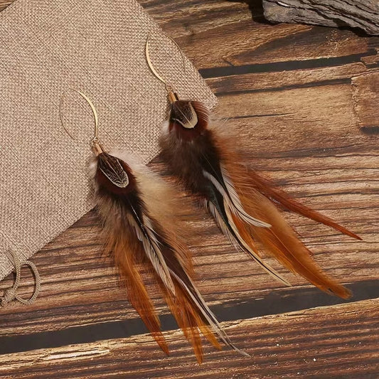 Handmade Natural Feather Earring