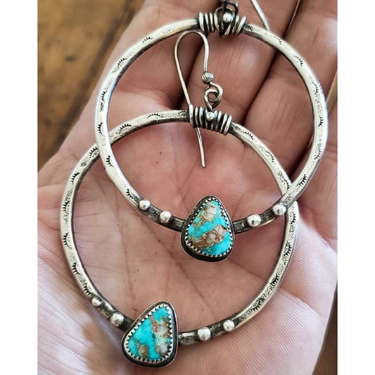 Ethnic  Blue Green Stone Earrings