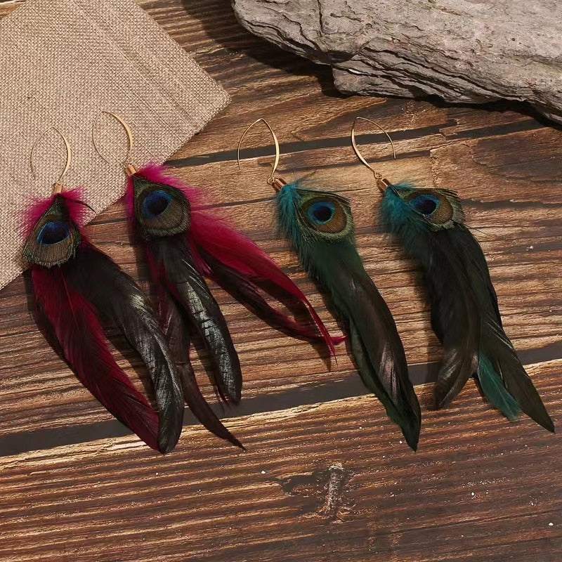 Handmade Natural Feather Earring