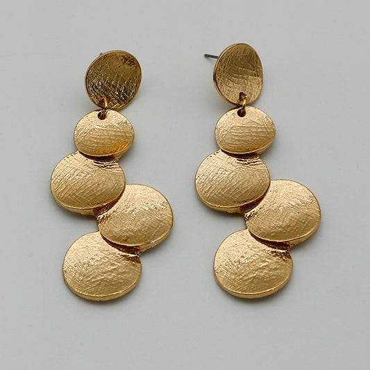 Metal Dangle Round Earrings