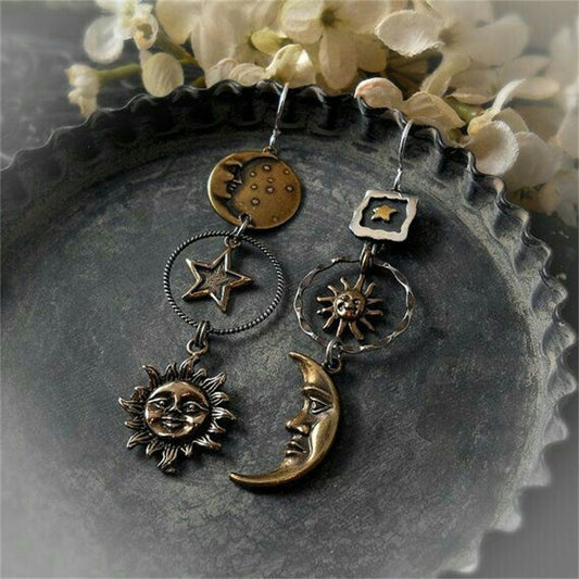 Sun & Moon Face Earrings - The Jewelry Room.com