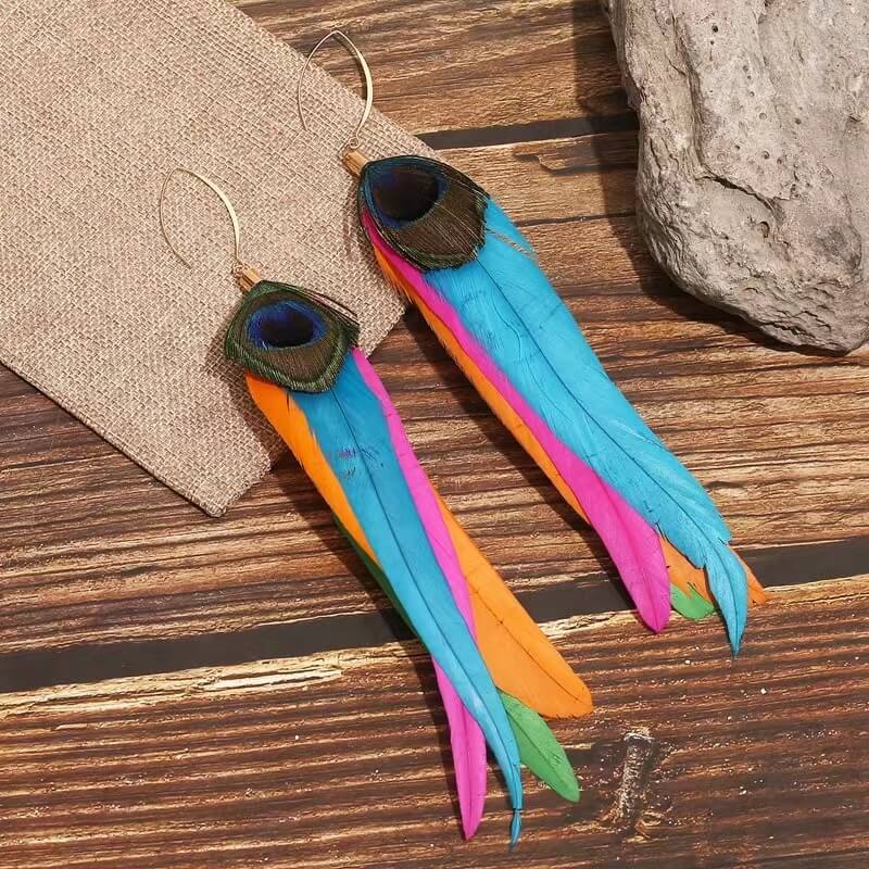 feather earringHandmade Natural Feather Earring