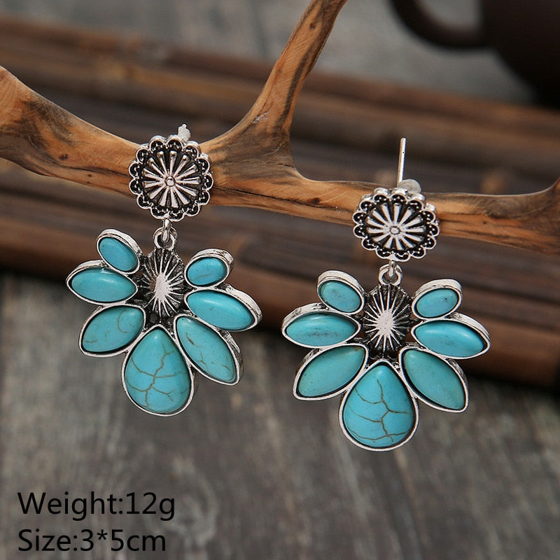 Natural Turquoise Stone Turquoise Earrings